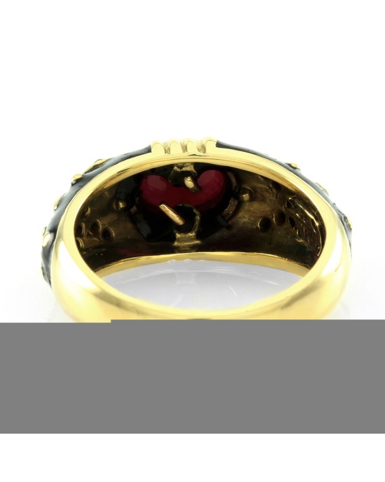 Hidalgo Ruby, Diamond and Enamel Ring in Gold